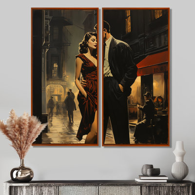 Old Hollywood Romance Couple Elegance II - Black Canvas Prints