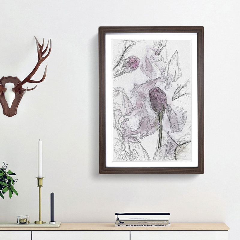 Fallen Pink Petals - Picture Frame Graphic Art Print, Walnut, 91cm H x 60cm W x 2cm D