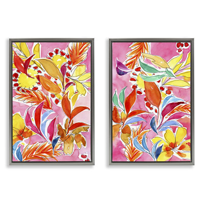 «Whimsical Leaf Impressions», ensemble de 2 toiles flottantes encadrées par Regina Moore