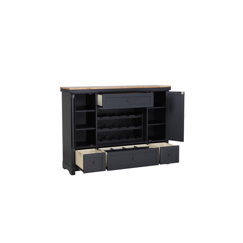 Armoire avec support à vin 60 po, Noir