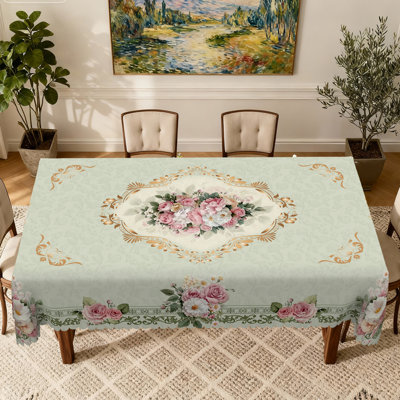 Nappe en polyester lavable à motif floral de style rétro