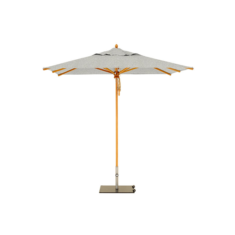 Safari 11.5' Square Umbrella, Silver Gray, Square Metal Base with Wheels, 111.41" H x 137.79" W x 137.79" D