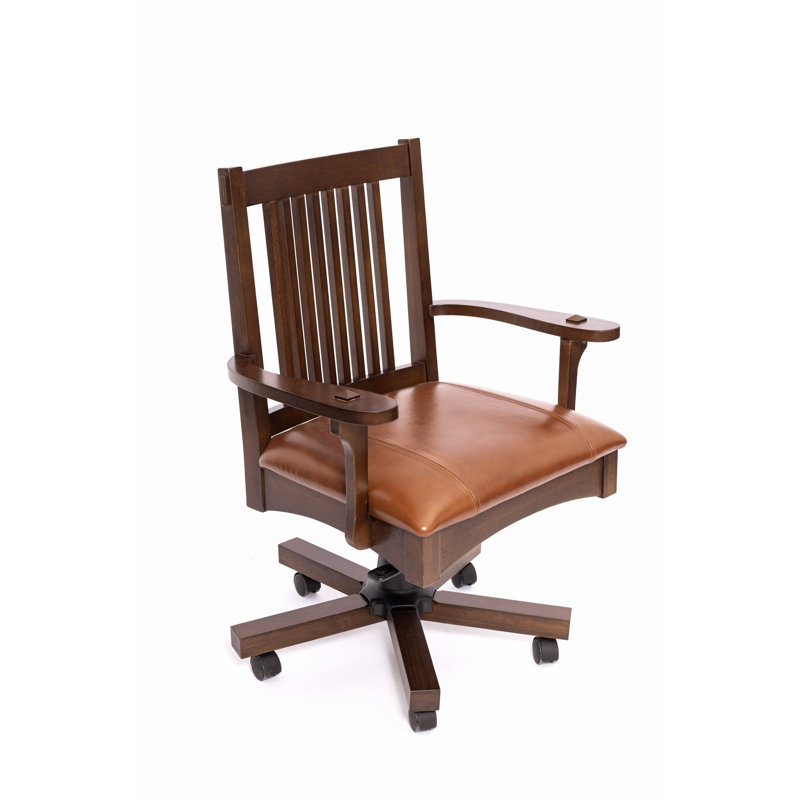 Crafters and Weavers Genuine Leather Conference Chair, Brown