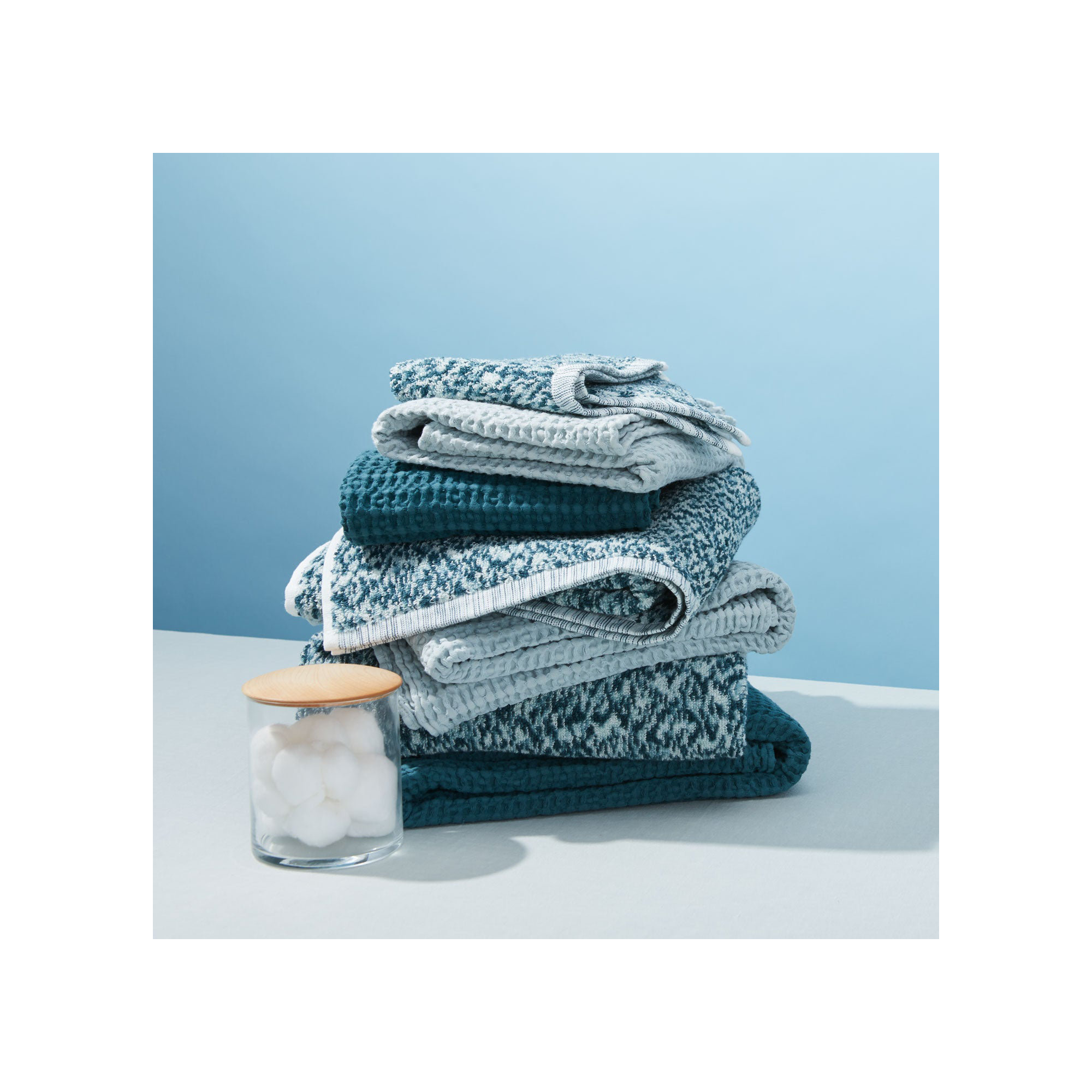  Cotton, Peacock/Sky, Hand Towel - 1 Pack