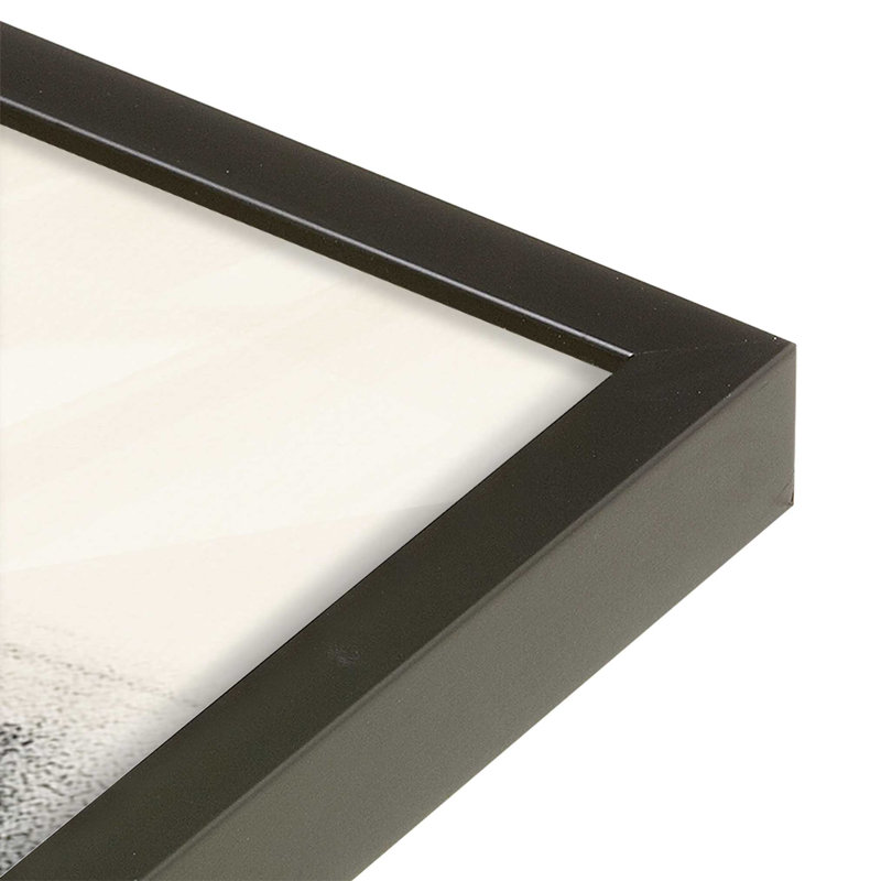 Imprimé gris anthracite Whisper III, H 11 po x l 9 po, Cadre noir satiné