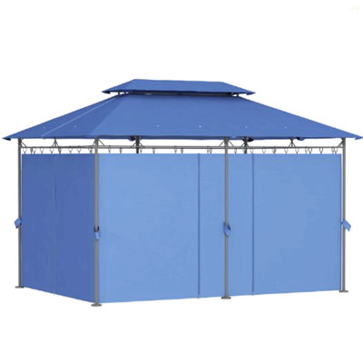 Spacious Double Roof Patio Gazebo,Outdoor Gazebo With Shelves And Netting,For Lawn, Backyard And Deck