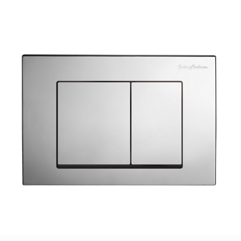 Plaque de commande murale à double chasse avec boutons poussoirs carrés Swiss Madison, Chrome poli