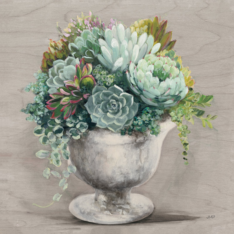 Festive Succulents I Gray par Julia Purinton, reproduction d'art sur toile tendue, H 12 po x l 12 po