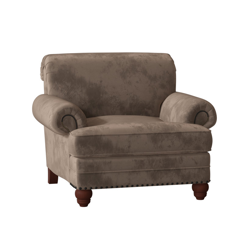 Fauteuil Ballester, Étain, Velours brun Aberdeen 9, Manhattan