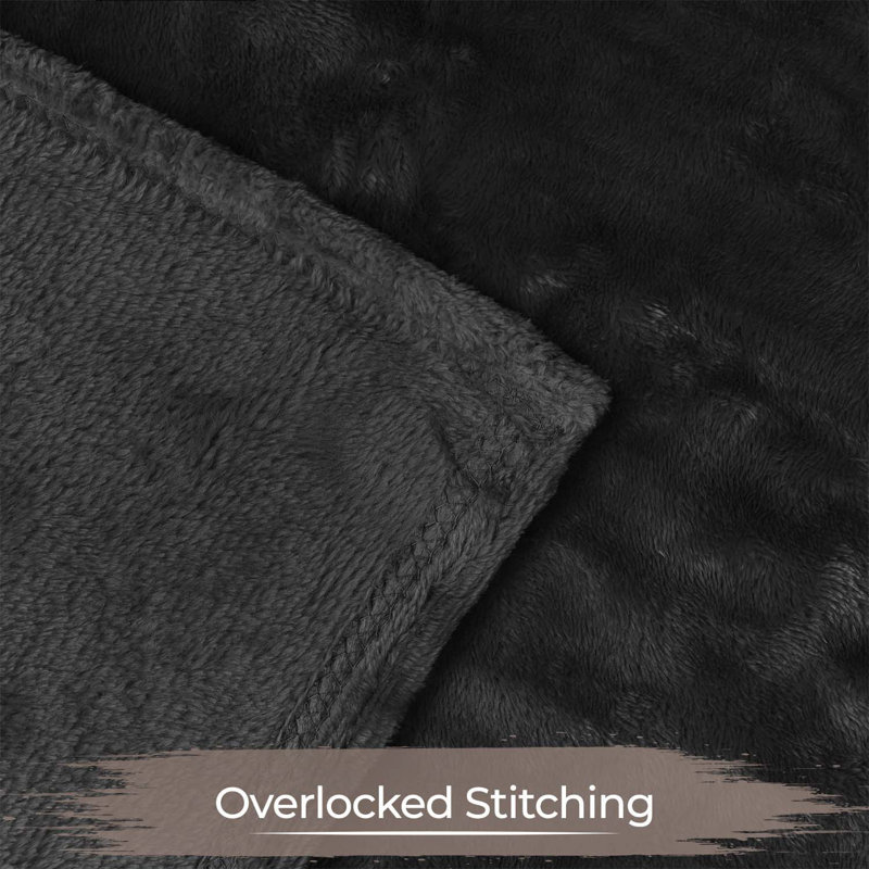 Superior Black Fleece Plush Reversible Throw Blanket