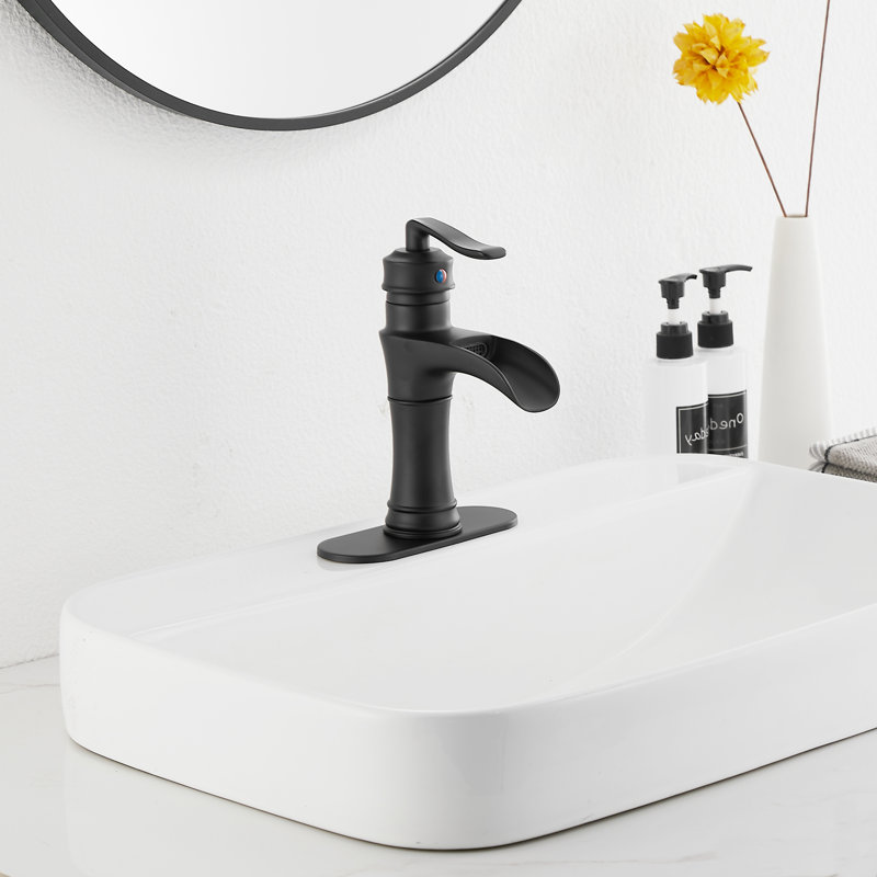 Single-Hole Single-handle Bathroom Faucet with Drain Assembly, Matte Black