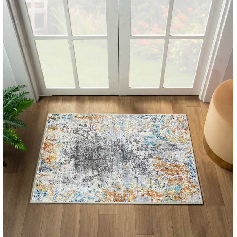 Tapis abstrait gris / orange Elkhorn, Rectangle 2 pi x 3 pi