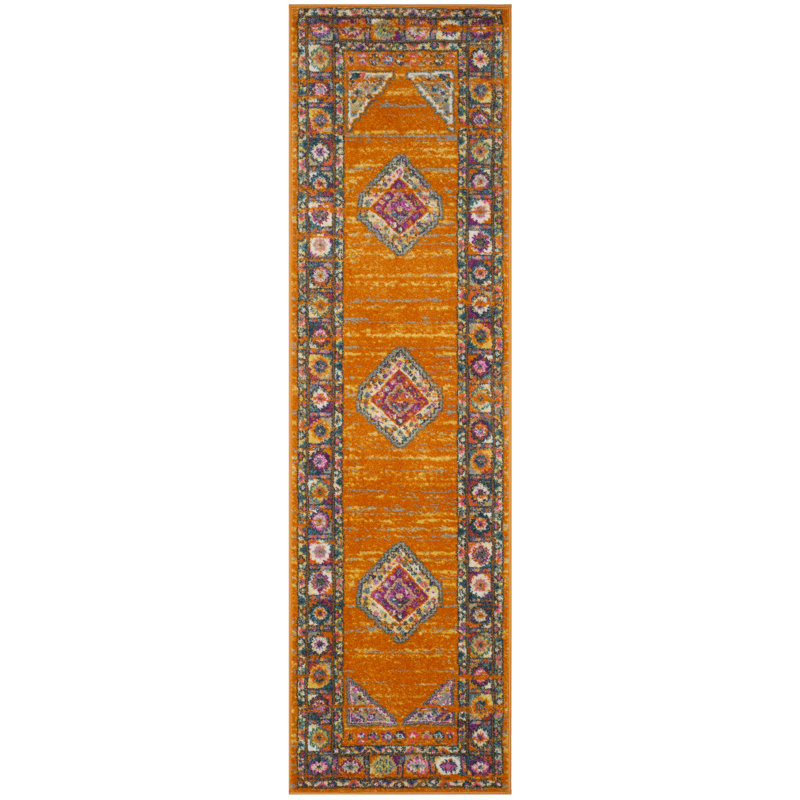 Tapis orange / fuchsia Christa Southwestern, Tapis de couloir 2 pi 3 po x 6 pi