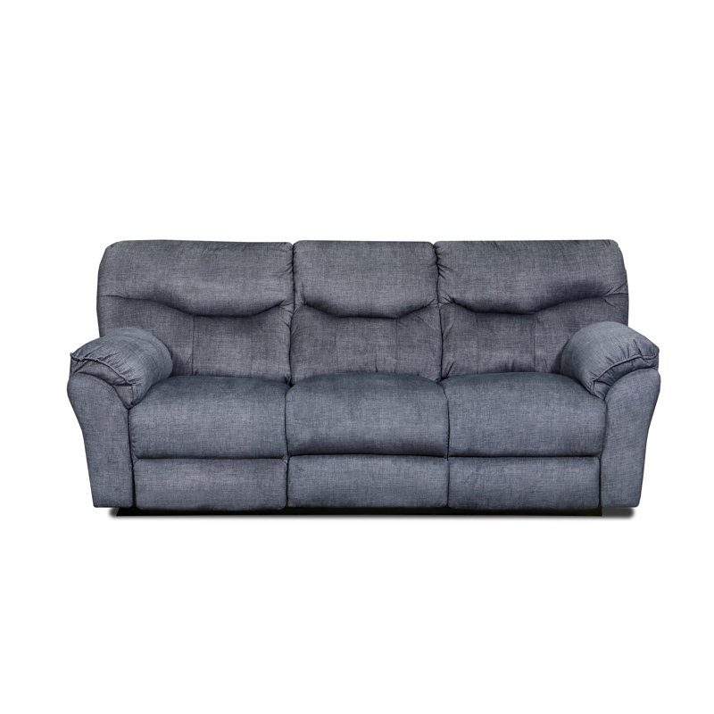 Power Play Power Headrest Double Reclining Sofa, Gray Polyester Blend