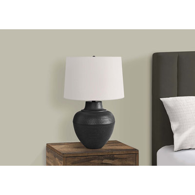 Lighting, h 26 po, lampe de table, métal noir, abat-jour ivoire / crème, transitionnel