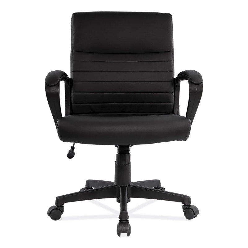 Sleek Executive Black Leather Manager Chair with Adjustable Height