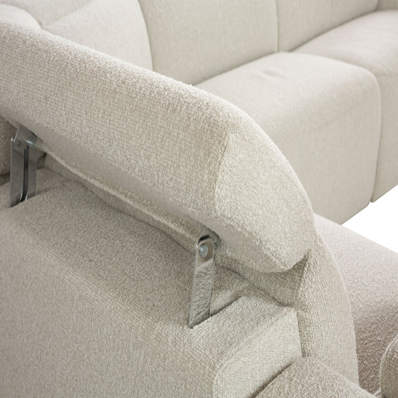 Canapé modulaire inclinable électrique Boneless Dayana pour 5 personnes avec console porte-gobelet et appui-tête réglable