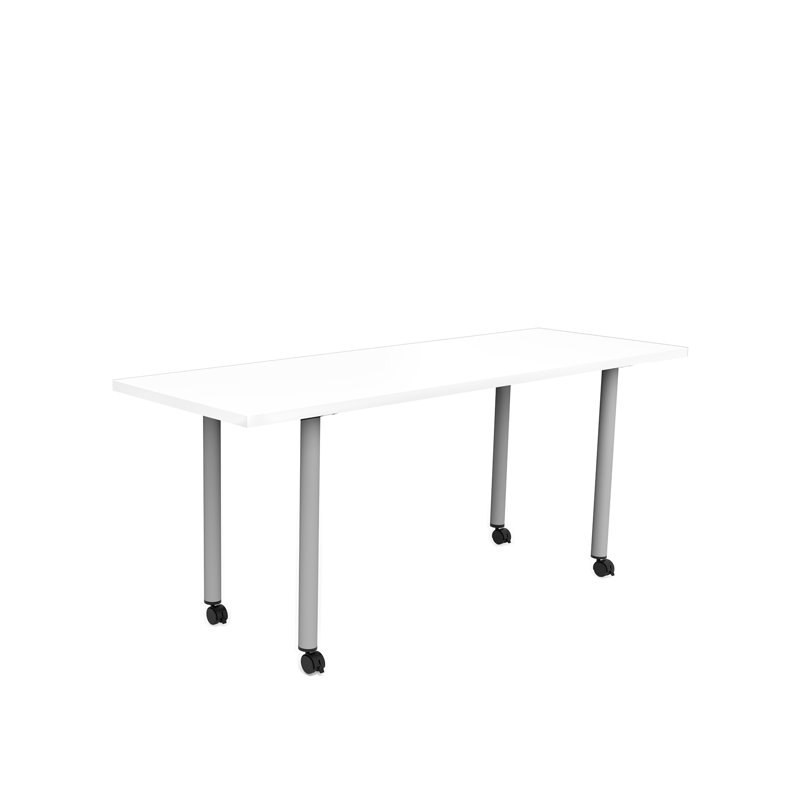 Table multi-usage avec pieds et roulettes Jurni, H 29,50 po x L 72 po, Blanc