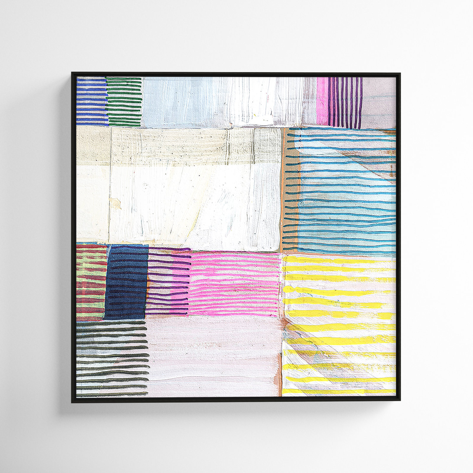 Clarendon "Bright Net II" Painting by Cartissi, Espresso Framed, 37.5" H x 37.5" W x 2" D