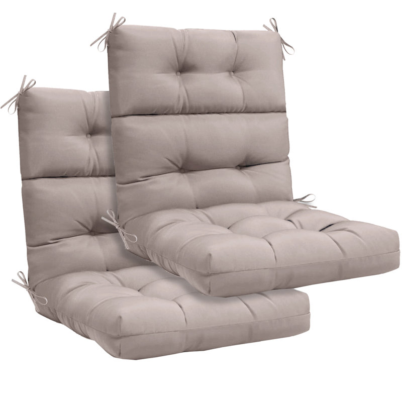 2Ps Waterproof High-Back Chair Cushion With Non-Slip Belt, Broken Foam And Cotton Filling, Suitable For Indoor/Outdoor Garden Furniture.