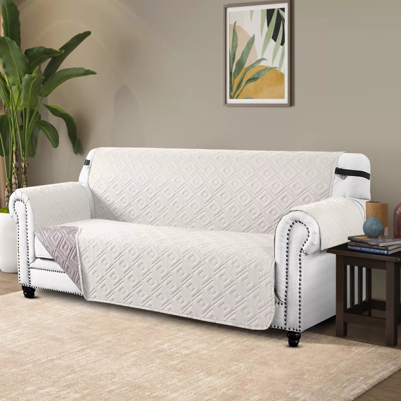 Reversible Waterproof Sofa Cover – Quilted Anti-Slip Couch Protector with Adjustable Strap, 179cm H × 280cm W (3 Seater)