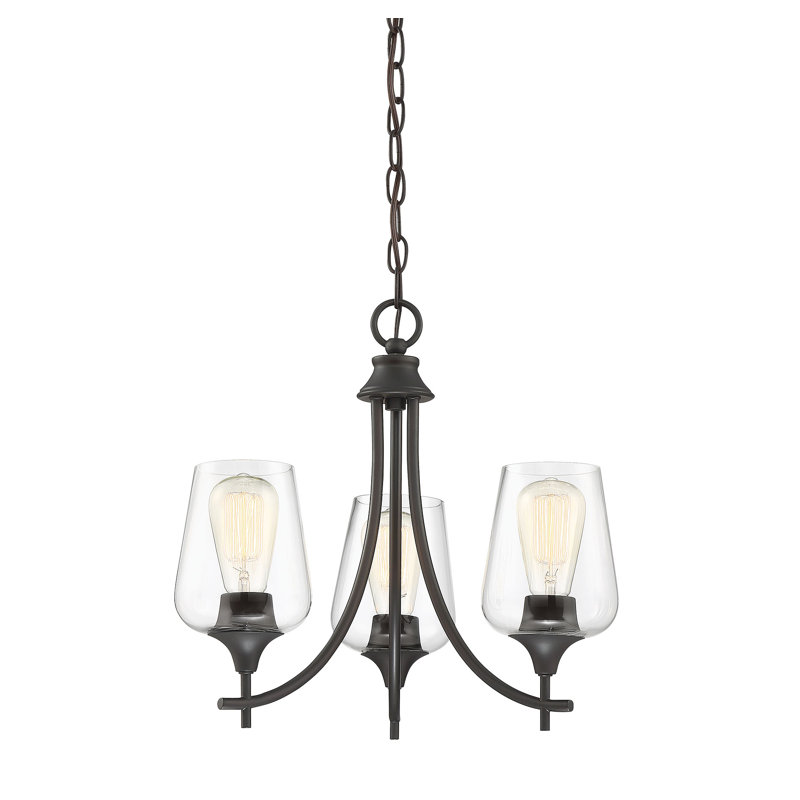 Lustre classique à 3 lumières avec abat-jour Breena, Bronze anglais
