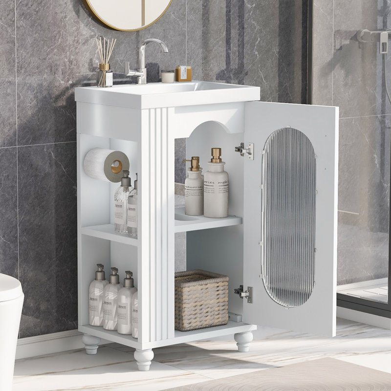 Meuble-lavabo de salle de bain avec peau et tablette à deux niveaux