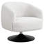 Beige and matte black upholstered swivel accent chair