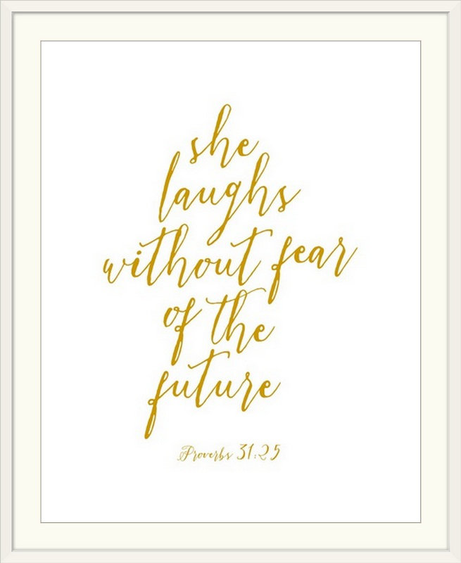 «Proverbs 31:25 - Scripture Art», art textuel, H 38 po x l 32 po x P 1 po, Cadre blanc