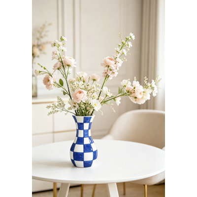 Set Of 2 Small Blue And White Ceramic Vases, 6 Inch Bud Vases, Retro Chinoiserie Style, Handcrafted Plain Glazed Porcelain For Fresh Dried Silk Flower Decor, Side Table Living Room Bookshelf Accent