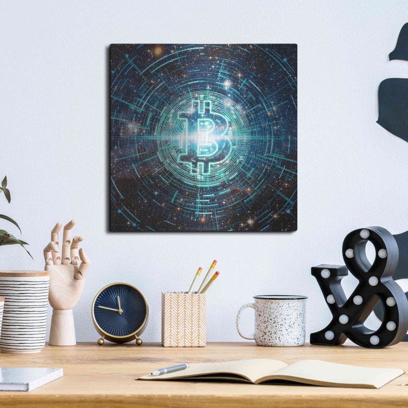 «Cyber Bitcoin» par Luxe Metal Portfolio, H 12 po x l 12 po
