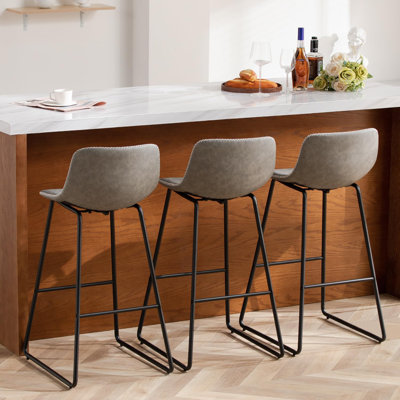 Bar Stools of 2/3/4, 26/30 Inch Counter Height Barstools with Back Faux Leather Bar Height Stools for Kitchen Island Counter
