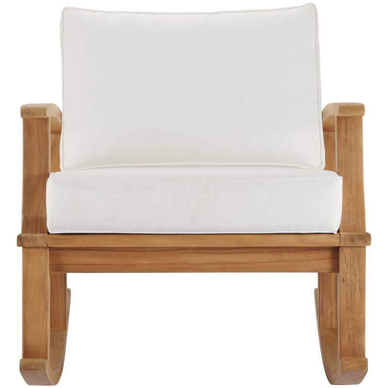 Chaise berçante d'extérieur en teck Marina, Blanc
