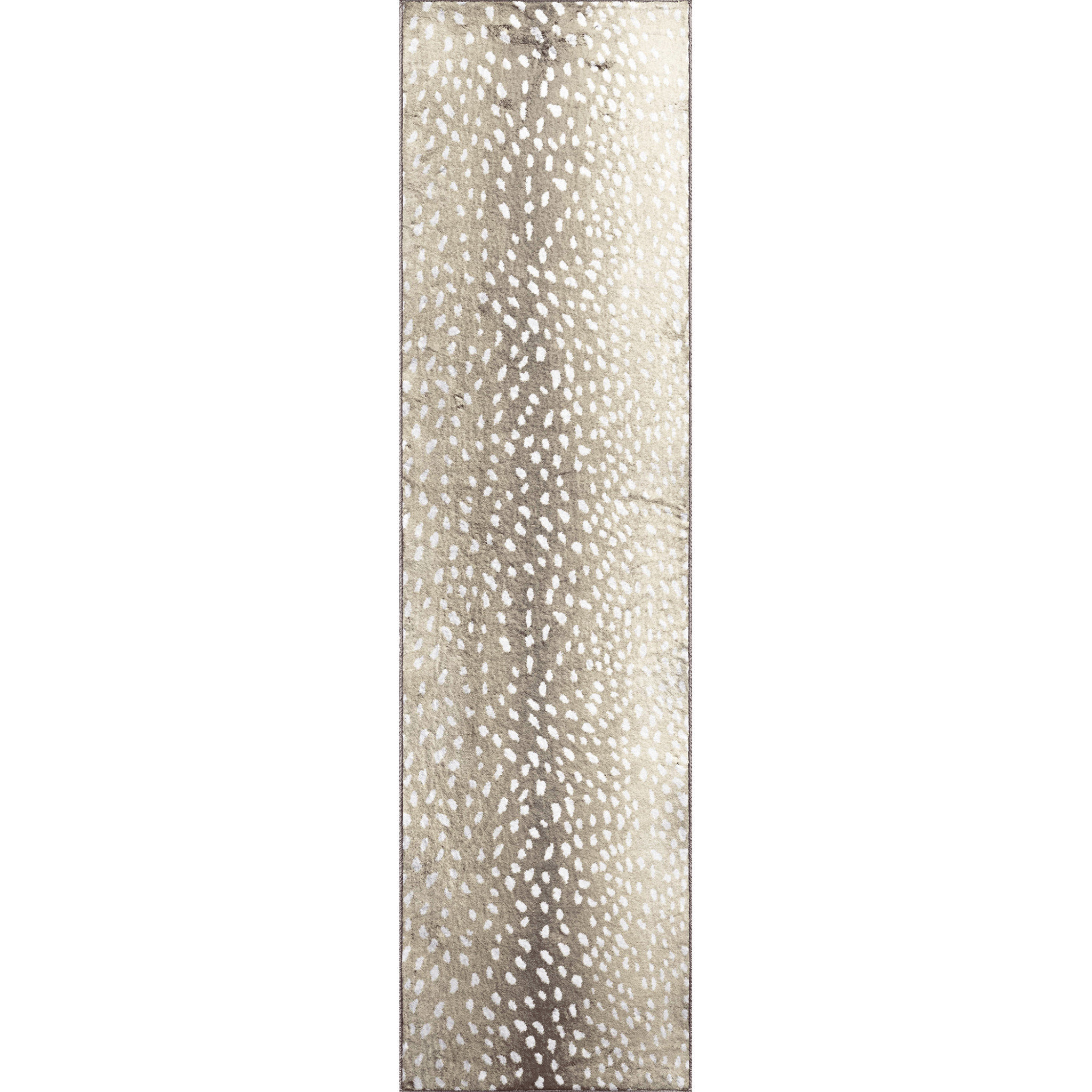 HomeRoots 2' X 8' Beige Gazelle Print Shag Handmade Non Skid Runner Rug ...