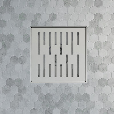Dreamline Charisma 6 in. Square Grate Shower Drain, Polished Stainless Steel