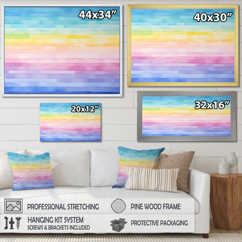Harmonie arc-en-ciel minimalisme harmonie, Cadre doré simple, H 16 po x l 32 po x P 1 po