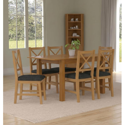 Camberley Oak Butterfly Extending Dining Table With Oak Chairs, Charcoal Grey Fabric Seat