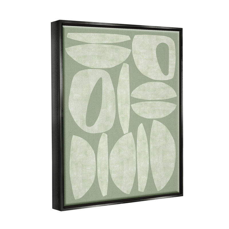 «Wrought Studio ™ Green Contemporary Shapes», encadrée par Flora Kouta, Cadre flottant noir de jais