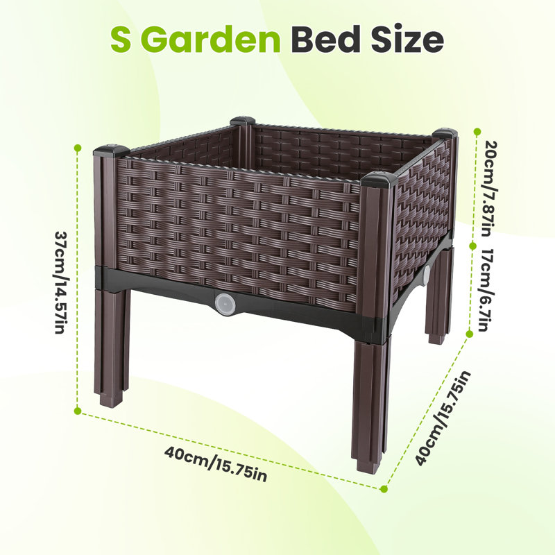 Lit de jardin surélevé surélevé avec pieds et système d'auto-arrosage, 15,75 po x 15,75 po x 14,57 po