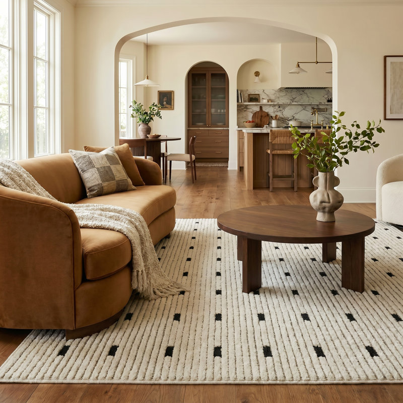 Tapis d'intérieur crème abstrait à motif de branches Tapis Alinda, Rectangle 5 pi 4 po x 7 pi 8 po