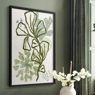 Coral Blockprint III, reproduction encadrée - bois massif