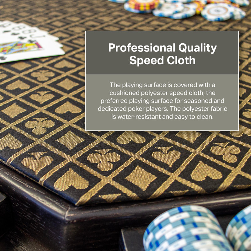 Mocha Oak 48'' Octagonal Poker Table with Metal Base
