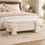 Banc de rangement moderne avec repose-pieds ovale en chenille beige, assise rembourrée de 48,8 po pour la chambre et le vestibule