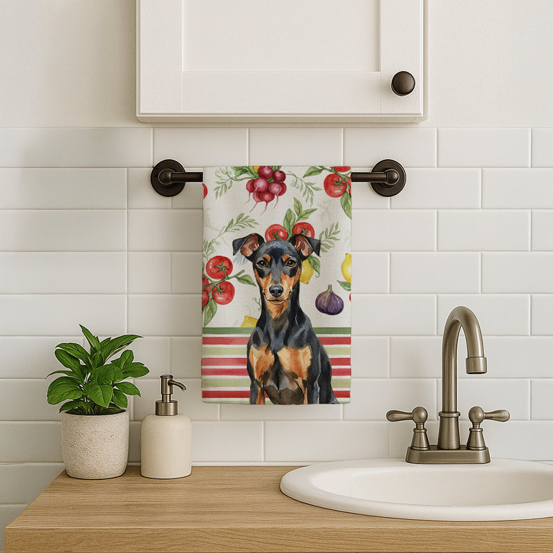 Manchester Terrier Vegetables Kitchen Towel, Manchester Terrier