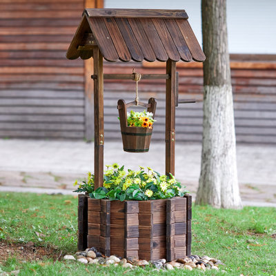 Amerlife Outdoor Wooden Wishing Well