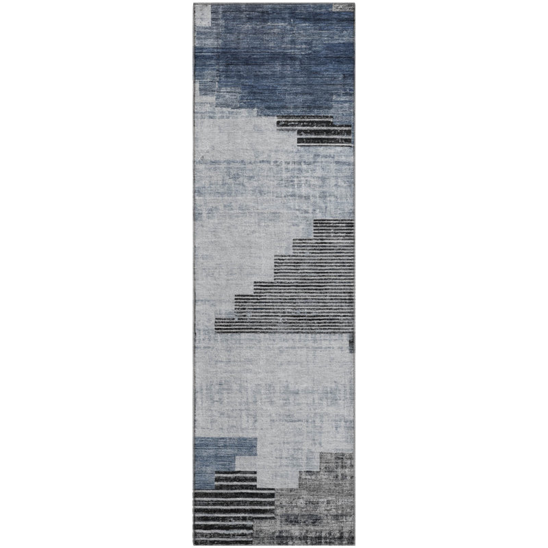 Premium Machine Washable Ashington AMF1829 Geometric Rug, Runner 2'3" x 7'6"
