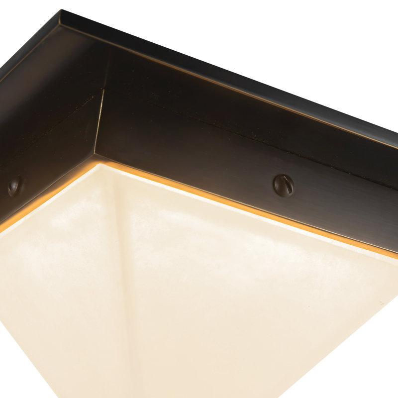 Mineral 8-in Brass Flush Mount, Alabaster, Oil Rubbed Bronze