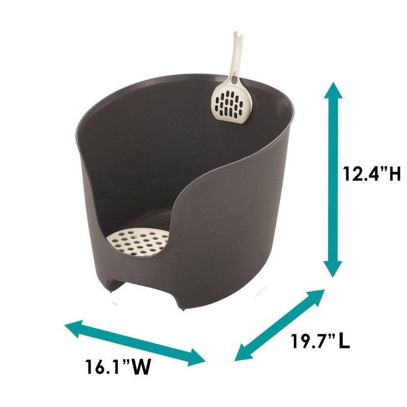 Plastic Litter Box with Scoop, Brown