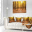 Coussin Yellow Treetops in Fall Forest-29895370-29895373