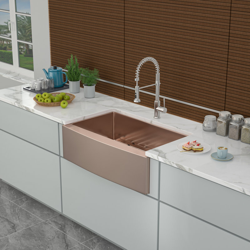 Évier de cuisine 30 en or rose - 30 po en acier inoxydable